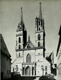 Basel - Das Münster aus rotem Sandstein; die ältesten Teile aus dem 12. Jahrhundert 