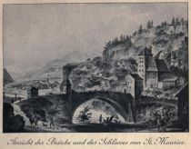 Ansicht der Brücke und des Schlosses von St. Maurice