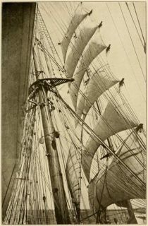 Abbildung 10. Kreuzmast eines großen Segelschiffes mit allem stehenden und laufenden Gut.