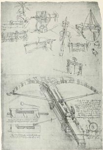 011 Die Armbrust. Um 1500. Blatt aus dem Codice Atlantico. Da Vinci, Leonado