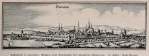 001 Duderstadt in Hannover: Beispiel einer Befestigung mit doppeltem Mauerring. 17. Jahrhundert. Nach Merian