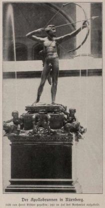 026 Der Apollobrunnen in Nürnberg. 1532 von Hans Vischer gegossen; jetzt im Hof des Rathauses aufgestellt.