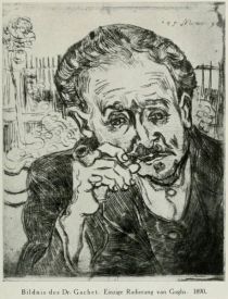 Bildnis des Dr. Gachet. Einzige Radierung van Goghs. 1890. 